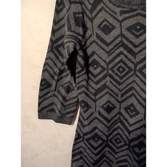 My Michelle black gray geometric sweater dress l cozy winter knit bodycon casual - Picture 5 of 10